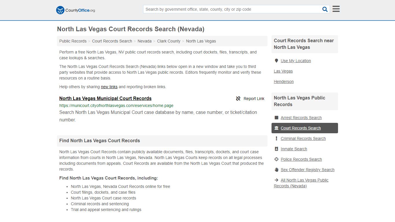 North Las Vegas Court Records Search (Nevada) - County Office