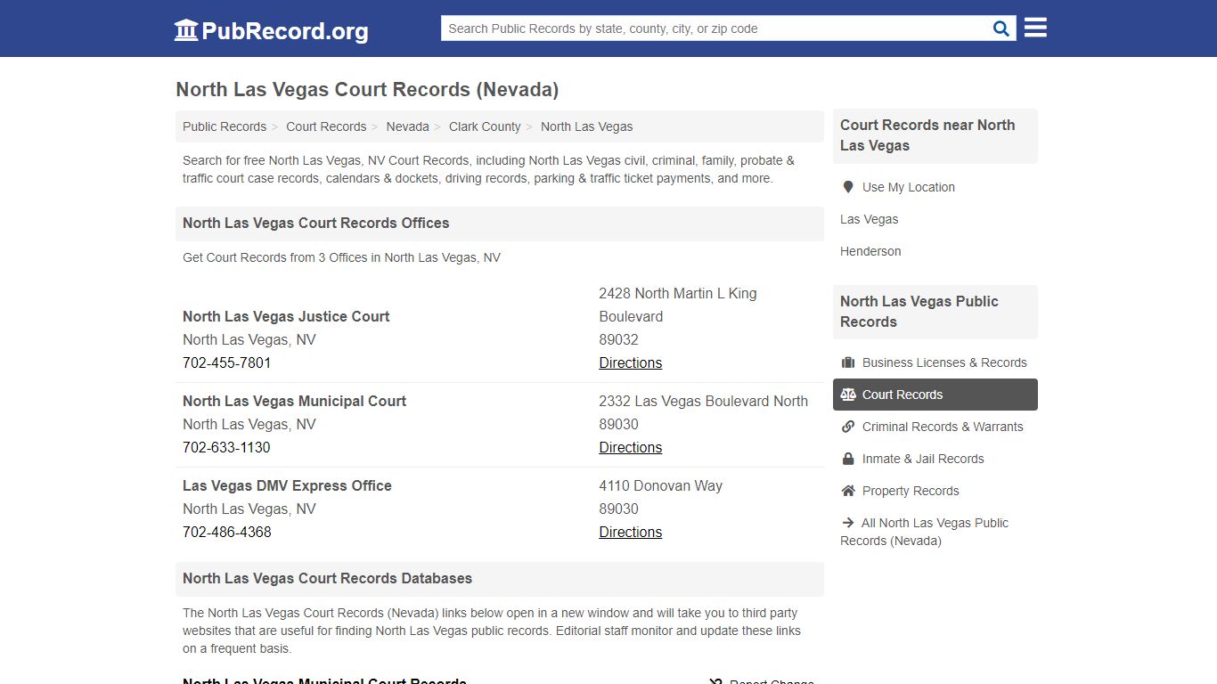 Free North Las Vegas Court Records (Nevada Court Records) - PubRecord.org
